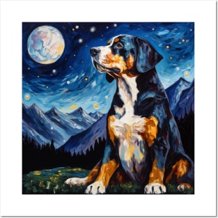 Greater Swiss Mountain Dog Night Posters and Art